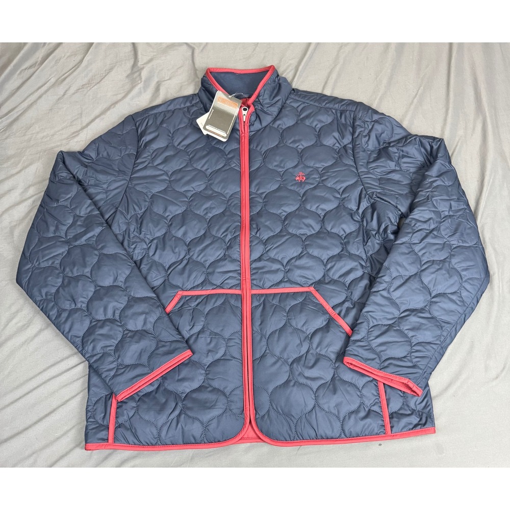 Brooks Brothers Mens Large Quilted Thermore Insulated Jacket Navy Blue Red NWT